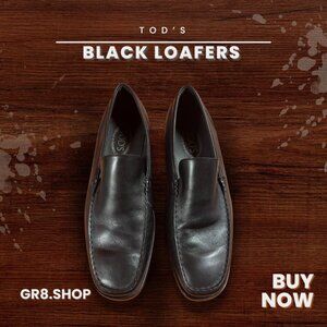 TOD’s Black Leather Loafers Men’s Size 8